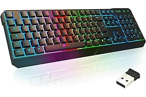 KLIM Chroma Wireless Keyboard UK Layout + Slim, Durable, Ergonomic, Quiet, Waterproof, Silent Keys + Backlit Wireless Gaming Keyboard For Laptop PC Gamer PS4 Mac + NEW VERSION + Black