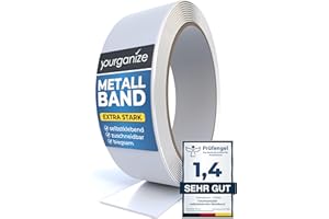YOURGANIZE® Metallband selbstklebend | Ideal für Magnete & Tonies®-Figuren | Magnetleiste selbstklebend & zuschneidbar | Magnetband für Magnete | Ferroband | Weiß (3m)