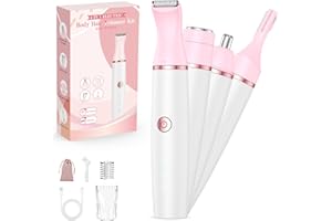 IFANZETECH Rasoir Electrique Femme, Tondeuse Intime Femme: 4 en 1 Tondeuse Intime Maillot Rasoir Életctriques Indolore pour Bikini/Aisselles/Jambes/Visage/Bras/Sourcils/Nez, Sec et Humide, Rechargeable