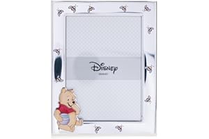 VALENTI & CO. – Disney Baby – Winnie The Pooh - Cornice Portafoto in Argento per Bambini, Idea Regalo Battesimo, Nascita o Compleanno (9x13 cm)