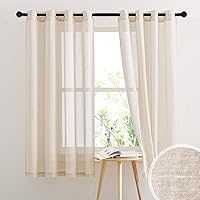 PONY DANCE 2 Stücke Halbtransparente Leinen-Textur Gardinen - Vorhänge im Landhausstil für Kleines Fenster Leinenvorhang…