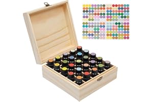 JasCherry Caja de Aceite Esencial, Contenedor de Fragancia de Madera para 25 Botellas de Aceite Esencial o Fragancia de 5 ml o 10 ml - Mantenga Sus Aceites Seguros y Ahorre Espacio