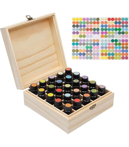 3-stöckige Aufbewahrungsbox Für ätherische Öle - 59 Fächer Für 10ml/15ml Flaschen, Kiefernholz (ca. 21,5x18,3x23,7 Cm)