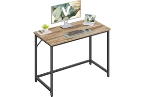 VASAGLE Skrivbord, Databord med Stålram, 100 x 50 x 76 cm | Arbetsbord för Hemmakontor, Industriell Stil, Camel Brown och Mat