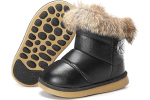 Gaatpot Bottes pour Bébé Fille Garçon Bottines de Neige Enfants Fourrée Chaussures d'Hiver Antidérapant Botte Chaude Doublé Souple PU Imperméable Boots 20-29