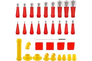Set di 33 Ugelli per Calafataggio, Beihre Kit di Beccuccio in Acciaio Inox Universale, Pistole di Silicone Attrezzi per Ugello Calafataggio per Lavabo da Cucina