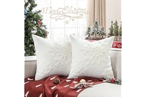 Lewondr Kissenbezug, 2 Pack Quadratische Dekokissen Hülle mit Schneeflockenmuster, Weihnachten Dekorative Zierkissenbezüge für Sofa Auto Home Schlafzimmer, 45 x 45 cm - Weiß