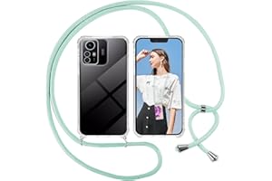 ISOI Coque pour Xiaomi Redmi Note 12S 4G 2023 avec Cordon - Tour de Cou Lanière en Corde - Transparente Silicone Housse avec Cordage Lanyard Case pour Xiaomi Redmi Note 12S 4G 2023 Collier Cover, Vert