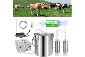 KARDOR Electric Milking Machine Super Milker for Cow/Goat ,Rechargeable Battery Portable Pulsation Vacuum Pump, 304 Stainless Steel Milk Bucket with Automatic Vacuum Pulse Farm Equipment(3L for Cattle)