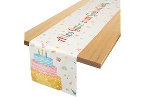 Yibat Bunt Tischläufer Geburtstag - Alles Gute Zum Geburtstag Tisch Deko für Kinder, Mädchen und Jungen - 183 x 33cm
