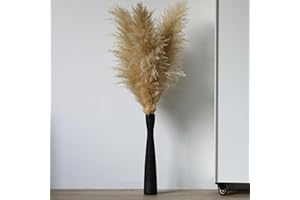 Cutfouwe Jarrón Negro Mate de 40 cm de Altura Jarrón Estrecho para Hierba de la Pampa,Ramas Deco,Florero de Flores secas,Jarrón de cerámica cepillada Deco Moderno para la decoración