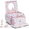 Vlando Musical Jewellery Box with Spinning Ballerina, Lockable Jewelry Case for Children Bracelet, Ring, Necklace, Gift for kids