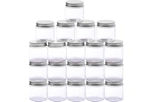 NVGFTG 20 Pezzi 60 ML Contenitori Cosmetici Vuoti, Barattolini Plastica Piccoli con Tappo, Viaggio Contenitore Cosmetico Trasparente, Vasetti Plastica (Oro)