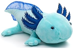 Uni-Toys Oryginalny Axolotl (jasnoniebieski) - świeci w ciemności (fluorescencyjny plusz) - 32 cm (długość) - pluszowe zwierzątko wodne - pluszowa zabawka, przytulanka