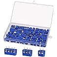 100 Pcs PCB Mount Screw Terminal Block, KWOKWEI Screw Terminal Connector 5mm 2 Pin / 3 Pin / 4Pin Universal PCB Board Kit 10A for Arduino DIY Board Dupont Wire Blue