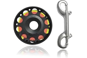 nitescuba Scuba Diving Reel 99FT Finger Reel with Dive Double-Ended Bolt Snap Clip Aluminum Scuba Dive Finger Spool Reel for Snorkeling Diving Fishing