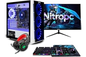 NitroPC - Pack Bronze | PC Gaming Complet (AMD Ryzen 5 4650G 6/12 4.2GHz, RX Vega 7, RAM 16GB, M.2 1TB, Windows 11 | WiFi, écran 24", Clavier, Souris, Casque) Ordinateur de Bureau