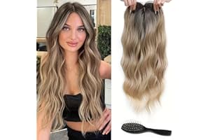 FFWTPY Set Topper Capelli Ondulati Naturali Clip Extension Posticcio Lungo Parrucchino Donna Spazzola Capelli