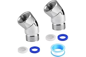 TOGTHERKINGS 2 Pezzi Doccetta Adattatore per Doccia Soffion 135°, 1/2 Angolare Connettore Gomito+Screening+Cintura di materia prima, Adattatore per Doccetta Angolo per Braccio Soffione Doccia, per Doccia Fisso