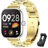 BDIG Bracelet Compatible with XiaomiRedmi Watch 4, premium stainless steel metal adjustable replacement strap for men/women