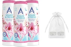 CAMLEIGH HOME STORES Astonish Shake n Fresh Carpet Freshener Powder - Astonish Shake n Fresh Carpet Deodoriser Multi-Pack with CHS Scented Candle Gift Set (Pink Blossom)