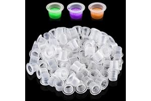 FAGENT 100 piezas Tazas de Tinta para Tatuajes, Tapas de Tinta de Tatuaje, Tatuar Contenedor, Tinta de Pigmento Desechables, Kit de Accesorios para Tatuaje, Plástico, Pequeñas, 13 x 9mm