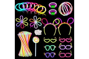 ZEWETO Knicklichter, 100 stück Knicklichter Party Set mit 115 Anschlüssen, Knicklicht-Leuchtstäbe Bunt für Armbänder, Kinder,Party, Festival, Camping, Nachtwanderungen