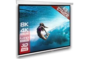 ALPHAVISION*BUSINESS SlenderLine Beamer Leinwand 274 x 206 cm | Format 4:3 | 1.2 Gain | FULL-HD 4K 8K & 2D/3D geeignet | manuelle Rolloleinwand für Heimkino und Präsentation | 4-kant Gehäuse - direkte Decken- bzw. Wandmontage | mehrfach Arretierung