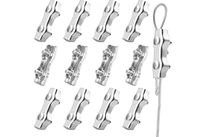 SWTYExt M4 Serre Cable Acier 12 Pièces Duplex Clips Serre Câbles en Acier Inoxydable 304 Pinces Duplex pour Fixation Corde a Linge Filin Acier Serre Cable Tondeuse Serre Cable Inox 4mm