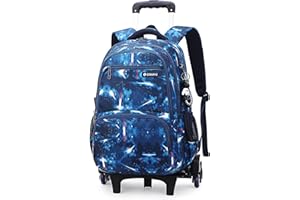 Amythe Mochila Escolar con Ruedas, Mochilas Niños Adolescentes, Seis Ruedas Carro Mochilas Escolares Trolley, Desmontable, Ideal para ir al Colegio o de Viaje
