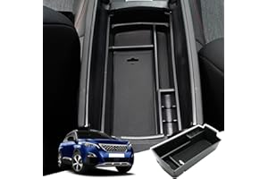 BIBIBO Porte-objets Accoudoir pour Peugeot 3008 5008 GT 2016-2024, Boîte de rangement, Auto Accessoires Originaux Intérieur Organisateur, Boîte de rangement avec tapis antidérapant