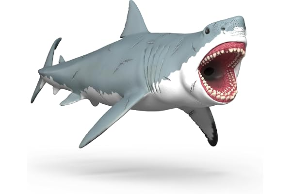 schleich DINOSAURS | Megalodon 15055 | detaljrik samlarfigur av förhistorisk haj med ärr | leksak för barn och samlare | från 3 år