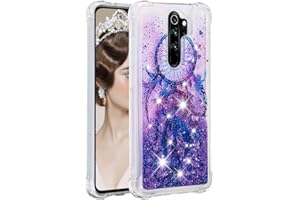 QIWEIQING Compatible con Funda Glitter Liquida para Xiaomi Redmi Note 8 Pro,Cristal Suave Silicona Bumper Protector Carcasa,Brillante Arena Movediza Case para Redmi Note 8 Pro Windspiele YB