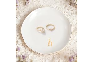 SHXWELL Trinket Dish Gifts for Women, Ceramic Jewelry Dish, Small Ring Dish, Birthday New Home Wedding Christmas Friend Gifts for Her, Jewellery Tray, Room Decor (Tray-H)
