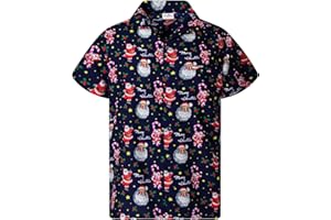 King Kameha Funky Hawaiihemd Herren Kurzarm Fronttasche Hawaii-Print Weihnachten Christmas Designs X-Men