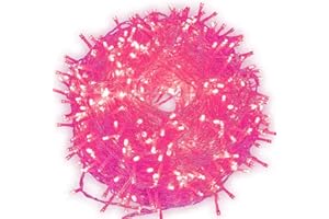 EONHUAYU Guirlande de Noel Fée, 10M 80 LED Arbre de Noël Guirlande Lumineuse avec 2 Lumières de Noël Décoratives Mode USB (Rose)