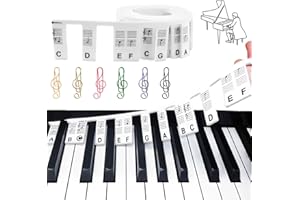 HEAWAA Klaviertastatur Notenetiketten, Abnehmbare Klavier Keyboard Noten Sticker für 88 Tasten, Farbe Silikon Klaviertastatur Noten Aufkleber mit Noten-Büroklammern für Anfänger und Kinder