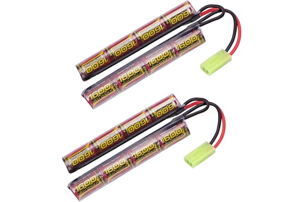 melasta 9,6v 1600mAh Airsoft Batterie NiMH Batterie avec Mini Tamiya Connecteur, 2 Pack