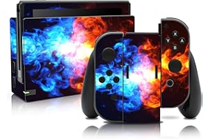 FINEST FOLIA Lot de films de protection autocollant pour console de jeux Joy-Con et station de charge - Protection supérieure contre les rayures - Ajustement parfait - RX021 (n° 16, feu 2)