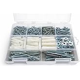 CIVTEX 312 Par&ccedil;a 11 &Ccedil;eşit Vida D&uuml;bel ve Pul Seti - Organizer Takım &Ccedil;antası - DIN 7505 Sunta Vidaları - Kraft Plastik D&uuml;bel - 