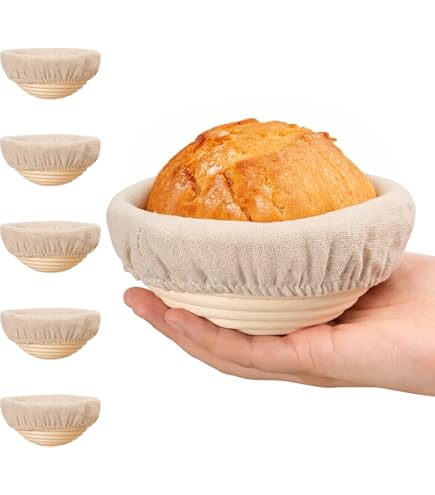 Banneton Brotgärkörbchen-Set 6 Stück Aus Rattan – Handgefertigt, Durchmesser 16 Cm, Für Sauerteig & Handwerkliches Brotbacken