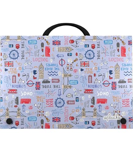 Mallette Scolaire Grafoplás Bits & Bobs Pop Up Design Rex – Légère, étanche, Format A4, Idéale Pour Les Cours Et Les Réunions