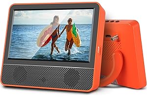 Jexiop Tragbarer 17,8 cm (7 Zoll) Fernseher, IPS 1080P Bildschirm Fernseher mit digitalem ATSC-Tuner, USB/TF-Anschluss, HDMI-Eingang, Mini-TV für Camping, Wohnwagen, Küche (Orange)