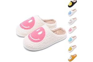 Flossty Hausschuhe Smiley Face Slippers Damen Herren - Winter Superweiche Hausschuhe, Warme Flauschige Plüsch Hausschuhe