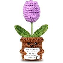 Mwmoeen Gestrickte Glücksbringer Blume - Pocket Hug Mit Karte, Positives Geschenk