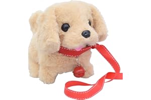 HOWADE Toy Dogs for Kids, My Realistic Robot Puppy Electronic Walking Dog Toy-Walking, Barking, Wagging Tail Stuffed Musical Pet Interactive Plush Toys for 2-8 Year Old Boys Girls Presents (Light Yellow)