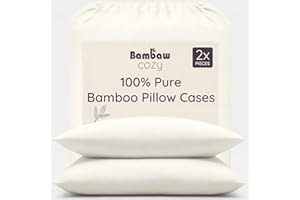 Bambaw - Poszewka na Poduszkę 40 x 60 cm (Zestaw 2 Sztuk), 100% Bambusa, Kolor Kości Słoniowej, Odporna na Roztocza i Oddychająca