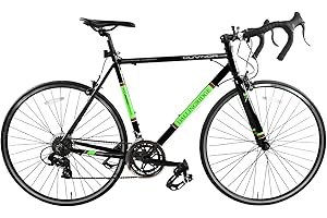 Dallingridge Guvnor Adults Road Bike, 14 Speed - Gloss Black/Acid Green, Alloy Frame, 700c Wheel, Rigid Fork, Shimano Tourney Gearing, Caliper Brakes, 56cm, 59cm