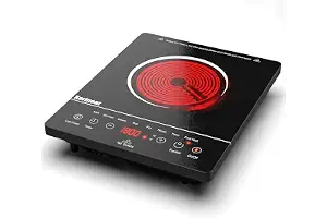 Karinear Placa Vitroceramica 1 Fuego, Placa de Cocción Integrada, Vitroceramica Portatil, Indicador de Alta Temperatura, Bloqueo Para Niños, 9 Velocidades, Negro (2000 W), 220 V ~240 V, con Enchufe