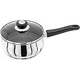Judge Vista J207A Stainless Steel Non-Stick Large Saucepan 20cm 2.1L, Shatterproof Vented Glass Lid, Induction Ready, Oven Sa